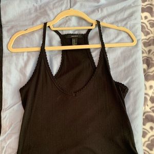Forever 21 Scallop/Lace Trim Black tank top shirt